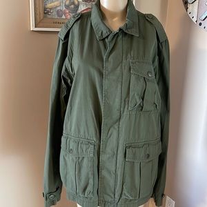 J.Crew Authentic Outerwear Army Green Utility Cost Zip Hidden Button Closure M